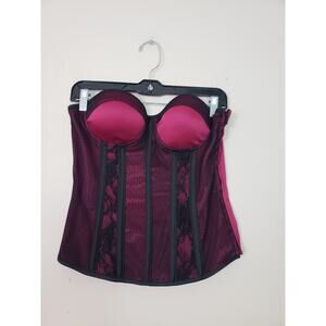 Y2K Charlotte Russe Womens Corset Size M Whimsigoth Coquette Boned Lace Magenta